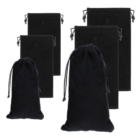 Soft Velvet Drawstring Pouch, 6Pcs Adjustable Jewellery Gift Bag Storage Soft Storage Bags Adult Toy Storage-Bags for Women Men Couples Toy Underwear Cosmetic Sunglasses Travel Camping, Black, 2 Sizes