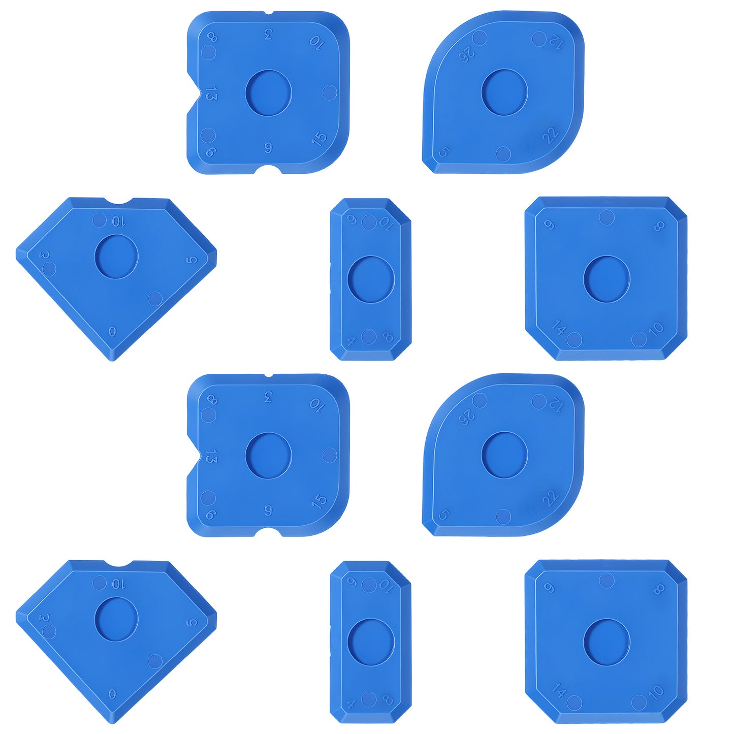 10 Pcs Silicone Sealant Finishing Tool Set, Caulk Tool Kit, Multi-Edge Applicator Smoother, Caulk Remover Grout Scraper, Reusable for Kitchen Bathroom Tile Floor Window Sink Sealing (Blue)