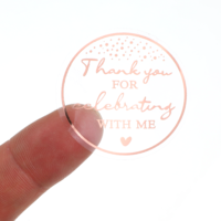 120 Pcs Thanks for Celebrating with me Labels, Rose Gold Foil Birthday Stickers Thank You Sticker Package Favor Stickers Birthday Rose Foil Favors Sticker Graduation Thank You Favor Tag