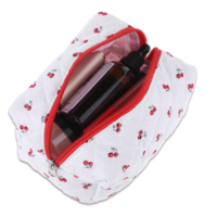 Cherry Makeup Bag, Travel Cosmetic Bag for Women Girls Cute Quilted Makeup Bags Small MakeupBag Zipper Make up Pouch Cherry Portable Storage Bags Coquette for Toiletry Organizer
