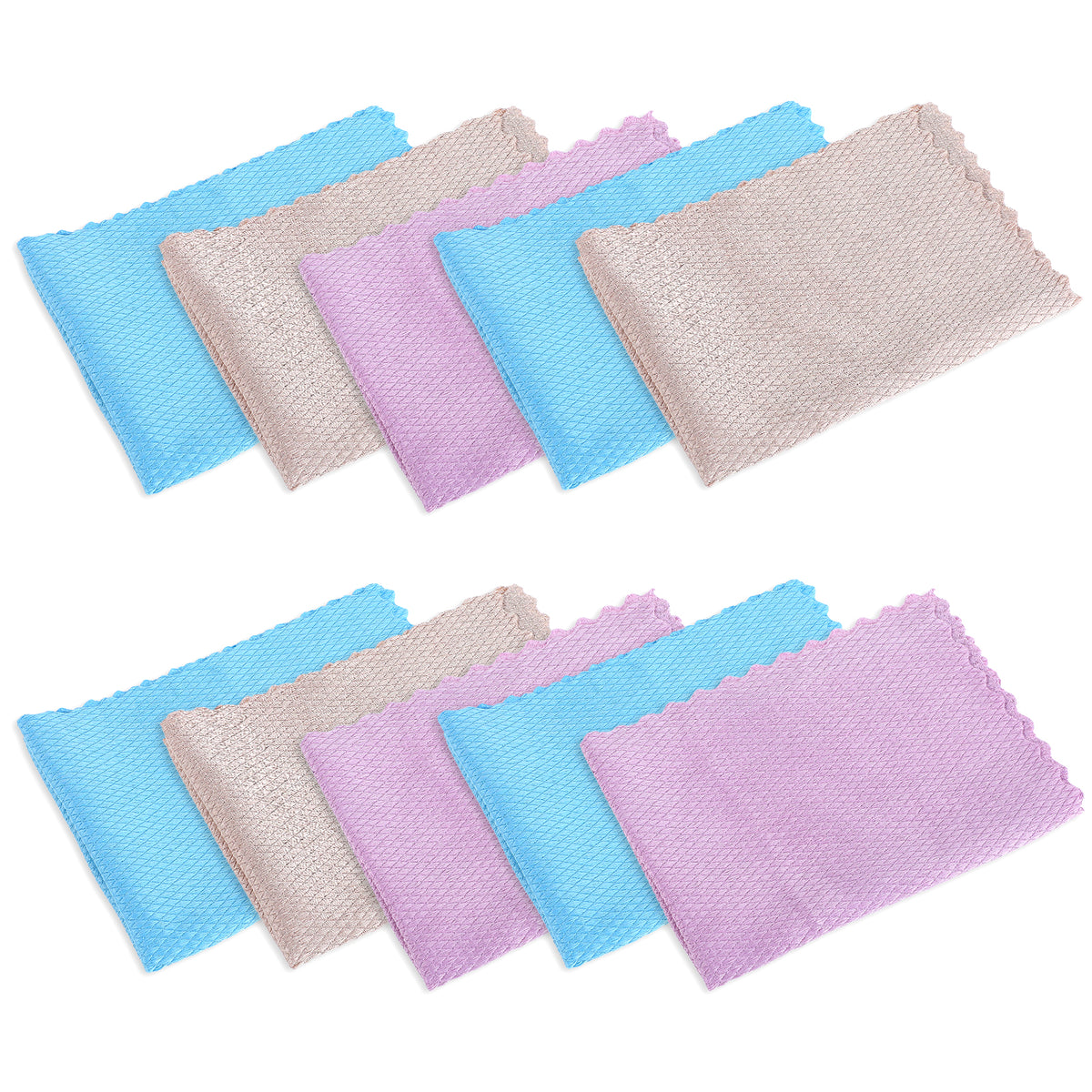 10 Pack Fish Scale Streak Free Miracle Cleaning Cloth Nanoscale Microfiber Cleaning Cloth Multi-Functional Reusable Lint Free Cloths for Glass Windows Mirrors Kitchen Refrigerator Car (11.8" x 15.7")