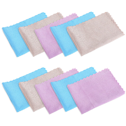 10 Pack Fish Scale Streak Free Miracle Cleaning Cloth Nanoscale Microfiber Cleaning Cloth Multi-Functional Reusable Lint Free Cloths for Glass Windows Mirrors Kitchen Refrigerator Car (11.8" x 15.7")