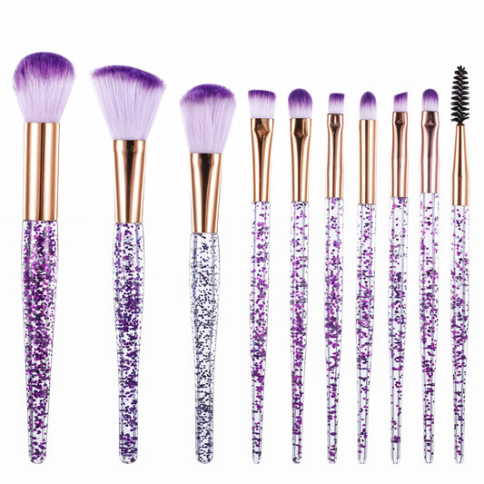 10 PCS Crystal Glitter Makeup Brushes, Cute Makeup Brushes Face Cosmetics Blending Brushes Professional Glitter Brushes for Foundation Concealer Eye Shadow Blush Lip