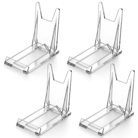 Hariendny 4 Pcs Acrylic Display Stand Clear Plate Stands Adjustable Plastic Display Stands Easel for Plates Photos Books Phones (12 x 6 cm LxW)