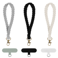 3 Pack Boho Macrame Lanyard for Phone Rope Lanyard Wrist Strap Handmade Macrame Mobile Phone Lanyard with Phone Tether Tab for Phone Case Women Girls (1 Black, 1 White, 1 Gray)