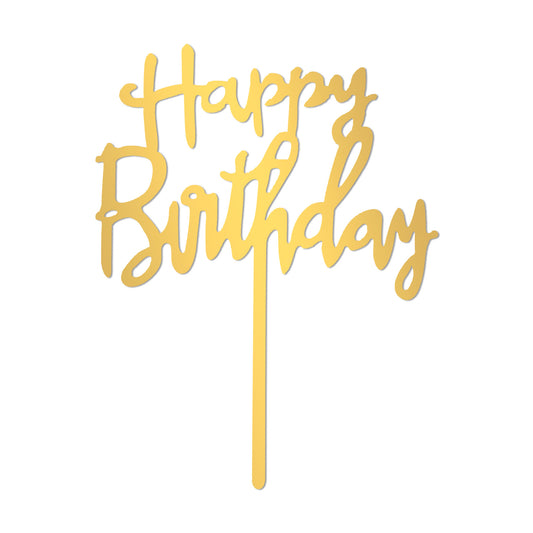 2 PCS Gold Happy Birthday Cake Topper, Acrylic Cake Topper Happy Birthday Toppers for DIY Party Cake Decoration, Perfect Keepsake for your family and friends