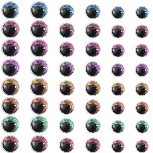 48 Sets Safety Eyes, 12/16/20mm Resin Crochet Eyes Multicolor Eyes for Crochet Toys with Washers and Colored Rings for Amigurumi Crafts Buttons Noses DIY Sewing Accessories, 8 Colors