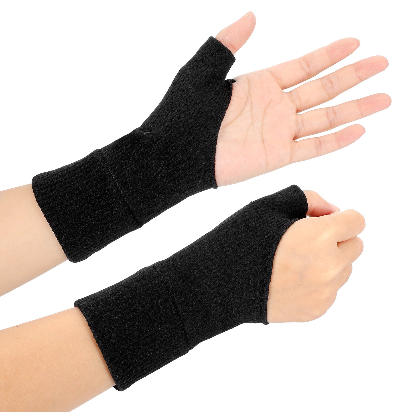SynHHergyx Wrist Thumb Compression Gloves 2Pcs Elastic Fingerless Glove with Soft Gel Pads for Women & Men Breathable Wrist Brace Compression Sleeves
