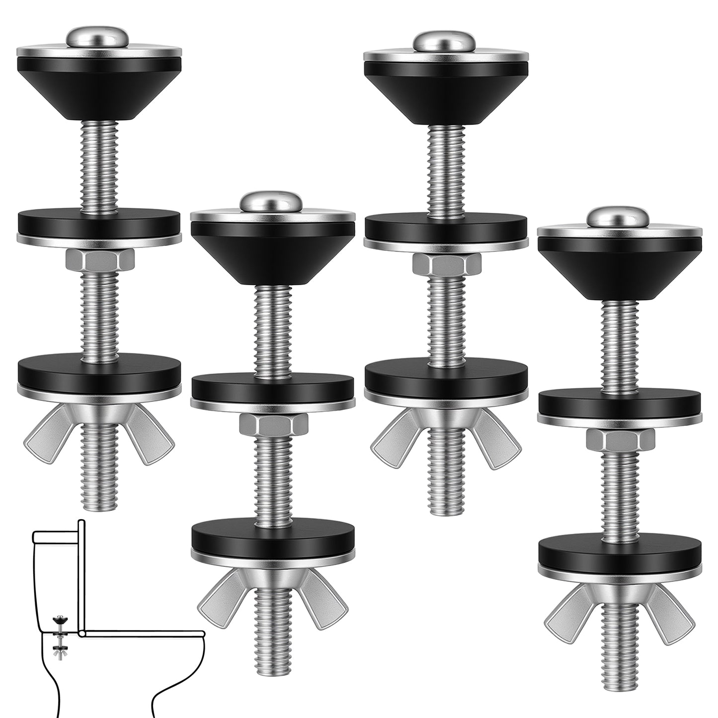 4PCS Universal Toilet Tank Bolts and Rubber Gaskets Toilet Tank Gasket Replacement Kit Heavy Duty Toilet-Bolts Toilet-Mounting and Repair 2.75x0.23