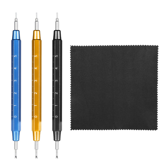 Watch Spring Bar Tool, 3 Pcs Watch Strap Removal Tool Stainless Steel Watchs Link Removal Kit with a Cleaning Cloth for Watches Repair Band Adjustment Replacement Sizing