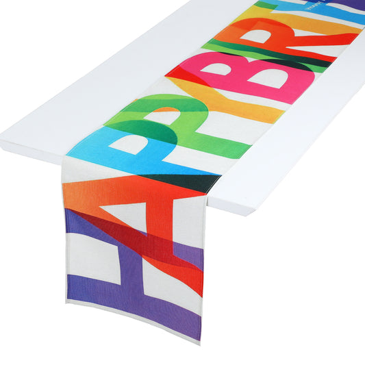 Happy Birthday Table Runner 13x72 Inch for Party Table Decoration - Cake Table Runner for Outdoor Home Party