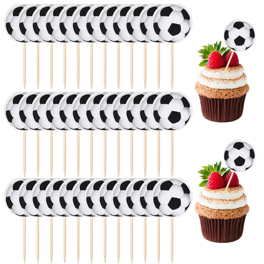 36 Pcs Soccer Ball Cupcake Toppers Football Cupcake Toppers Sports Theme Football Cupcake Easy To Install Soccer Cake Topper for Kids Football Cake Topper for Birthday Party Sport Balls Cake Decoratio