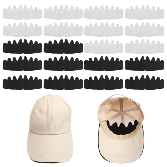 20 Pcs Baseball Cap Inserts, Felt Hat Sweat Liner Washable Reusable Hat Shaper Insert Hats Liners Sweat Protection for Fitted Caps Sport Caps (Black & White)