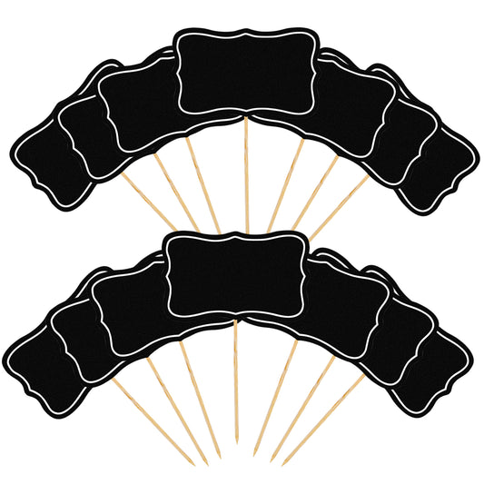 Vin beauty 56PCS Party Food Labels for Buffet, Black Mini Chalkboard Signs for Food, Blank Toothpick Flags Cocktail Sticks Party Food Flags for Buffets to Write On, Cupcake Toppers Cheese Labels