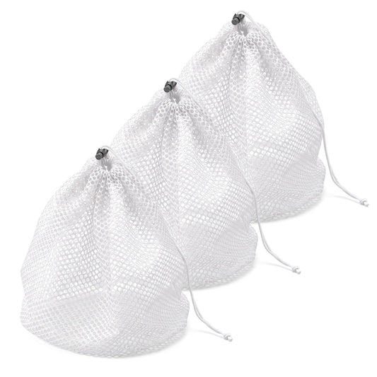 3 Pcs Small Mesh Laundry Bags with Drawstring, 12"×16" Travel Nylon Laundry