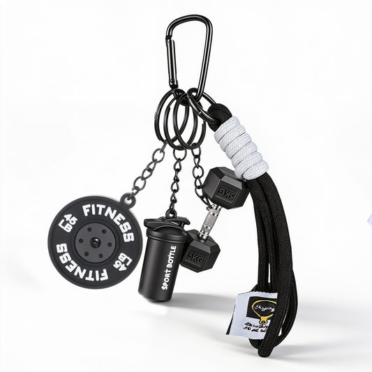 Zelphvt 1 PCS Dumbbell and Weights Keychain, Black