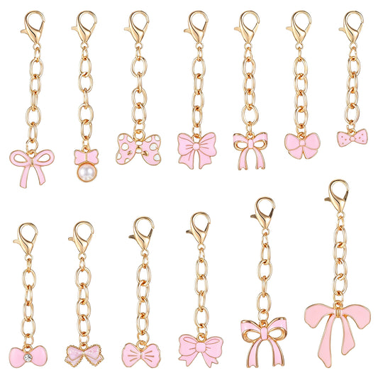 Xthrotsenk 32 Pcs Pink Bow Keychain, Cute Bowknot Key Chains Pink Bow Keychains Party Favors Cute Keychains Bulk Not Easily Damaged Suitable for Birthday Parties Gifts Supplies Bag Charms
