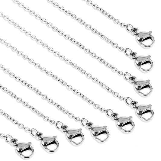 30 Pcs Necklace Chains Bulk, Necklace Chains for Jewelry Making, 1,5mm Silver Plated DIY Cable Link Chains for DIY Jewelry Making 18 Inches