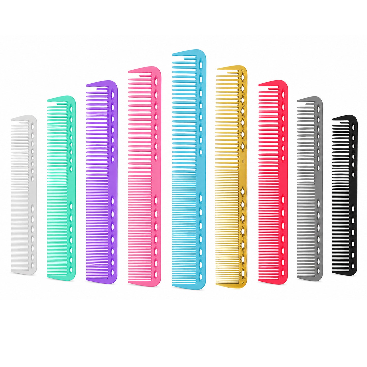 9 Pcs Carbon Fiber Cutting Comb, Professional Heat Resistant Barber Comb, Fine and Wide Tooth Hair Styling Combs for Salon Hairdressing, Anti Static All Purpose Clipper Combs (9 Colors)