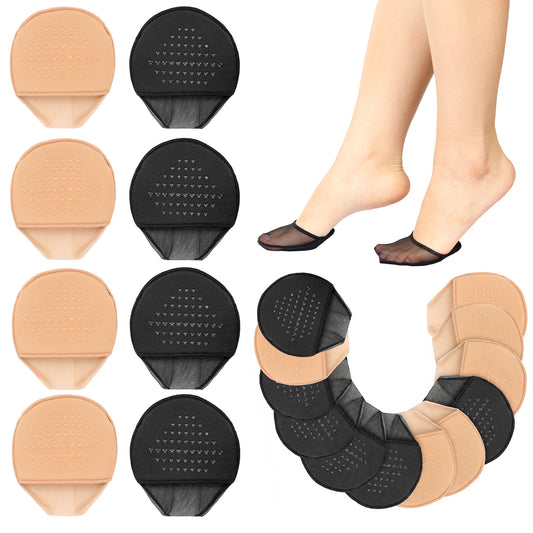 FdcZeyxior Ball of Foot Cushion Socks, 10 Pairs No-Show Liner Half Sock Non-slip Seamless Sandal Flat Sock Reusable Toe Topper Cover Socks with Padding for Women Girls Flats High Heels