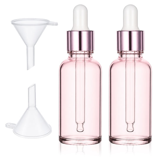 Vin Beauty 2 Pcs 30ml Pipette Dropper Bottle, Glass Dropper Bottles, Mini Empty Rose Gold Eye Glass Droppers Bottles Refillable Sample Container for Storage Essential Oils, Perfumes and Cosmetics