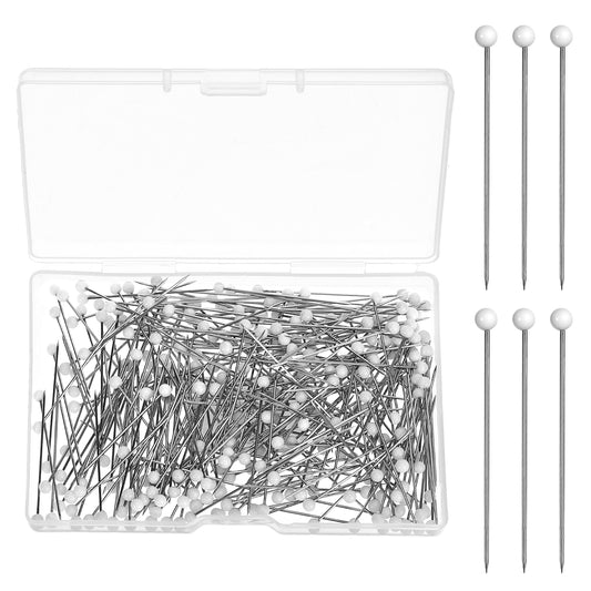 300 PCS Glass Head Sewing Pins for Fabric 1.5inch/3.8cm Long Straight Quilting Pins White Dressmaker Straight Pin Sewing Glass Head Pin for Dressmaker DIY Decoration Craft Project Fabric Applique