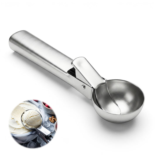 Premium Stainless Steel Ice Cream Scoop, Heavy Duty Kitchen Scoop Portable Cupcake Scoops Metal Small Ice Cream Scoops for Yogurt, Sundaes, Cookie Dough & Baking, Dishwasher Safe(Medium Silver)