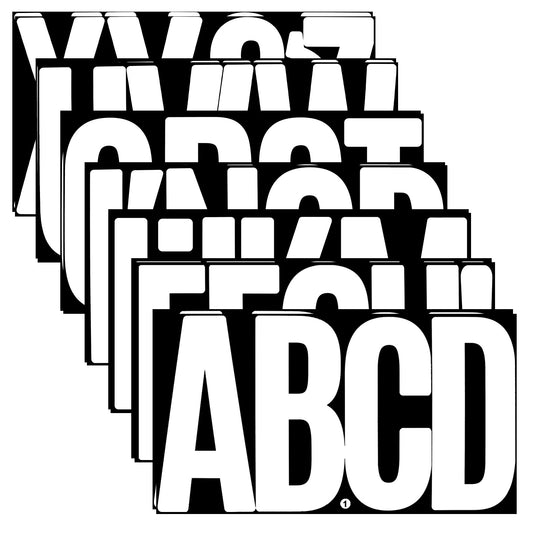 14 Sheets White Large Letter Stickers 6 Inch Self Adhesive Alphabet and Punctuation Symbols Stickers Vinyl Alphabet Decals Waterproof Big Letter Stickers for Wall Decor Classroom Bulletin Signs