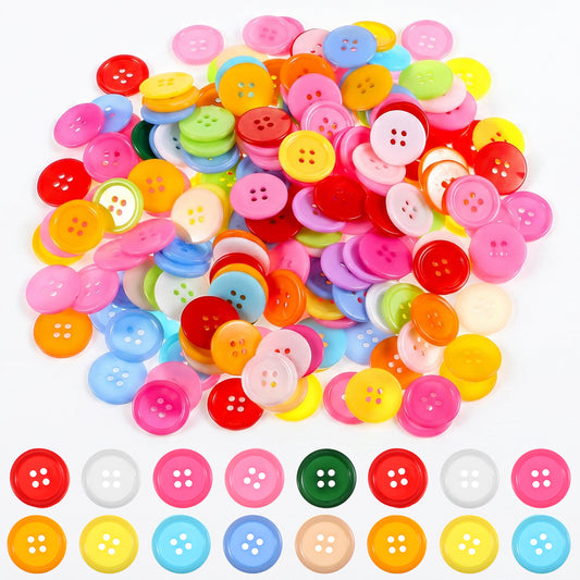 200 Pcs Colorful Buttons for Crafting, 20mm Assorted Colored Resin Button for Clothes, Large Round Button Sewing Buttons for DIY Crafts, Knitting, Handmade Ornament (4 Holes)