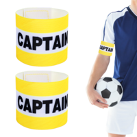 2PCS Captain Armbands, 8x32 cm/3.14 x12.5 Inch Elastic Arm Band Adjustable Leader Armband Team Sport Armband Soccer Captain Armbands Band for Soccer Training Basketball Volleyball Team, Yellow