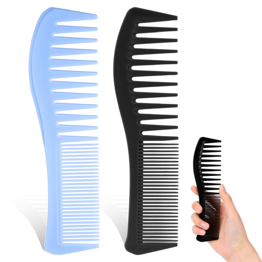 2 PCS Large Tooth Comb, 7 Inch Plastic Hairstyle Hair Comb Professional Fine Tooth Combs for Women, Wide Tooths Combs Double Tooths Hair Dressing Combss for Women and Men Mustache