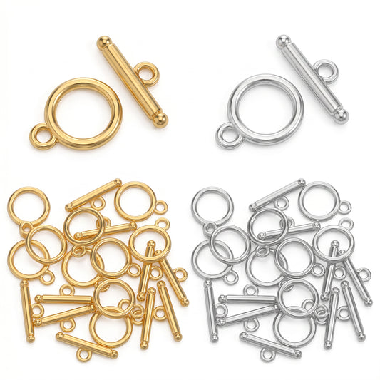 20 Sets Toggle Clasps, Alloy Round T-Bar Connectors Metal Bar and Snap Ring with Jump Rings for Jewelry Making DIY Crafts Necklace Bracelet Clasp Closures Supplies (Gold, Silver)