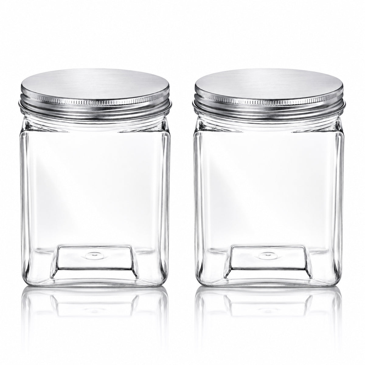 Zyghjort 20 Oz Plastic Jar with Lid, 2 Pcs Reusable Clear Plastic Jar