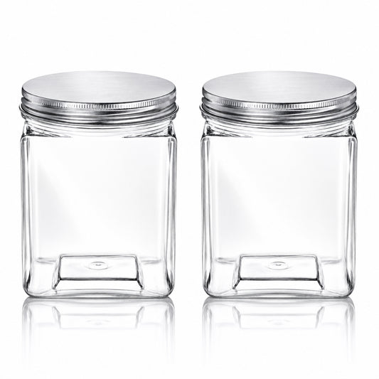 Zyghjort 20 Oz Plastic Jar with Lid, 2 Pcs Reusable Clear Plastic Jar
