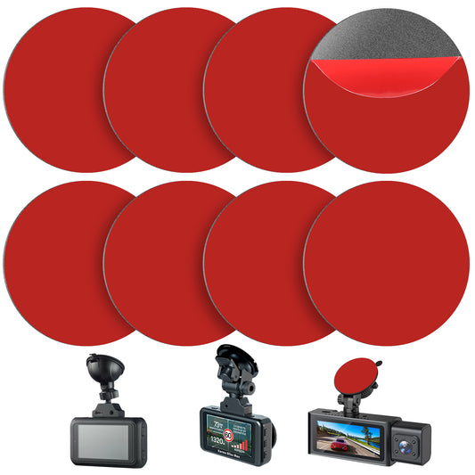 Heavy Duty Dash Cam Tape 8 Pcs High Bond Sticky Double-Sided Pads for Dash Cam Replacement Heat Resistant Double-Sided Adhesive Pad Sticker for Windshield Camera Holders GPS (Round 55mm)