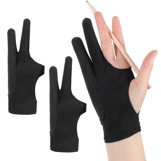 2 Pcs Drawing Glove Palm Rejection, Digital Drawing Glove, Right Left Hand, 3-Layer Palm Rejection, Fits Left and Right Hand, Two Finger Gloves for Painting Stylus Pen Pencil Sketching