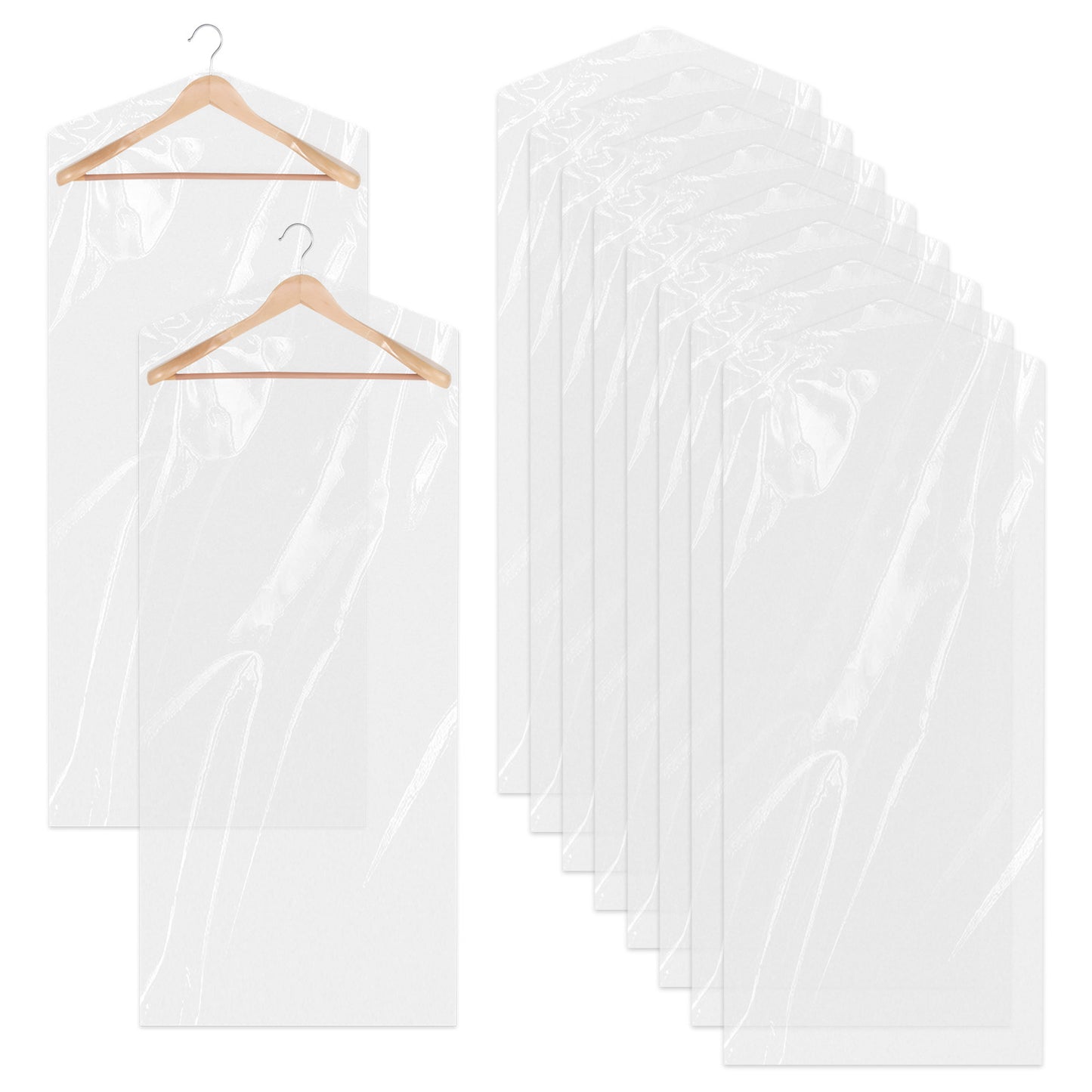 10 Pack Plastic Garment Bag, 23.6 x 71In Dry Cleaning Plastic Bags Clear Hanging Clothing Covers for Home Storage, Clothing Stores, Travel, Moving