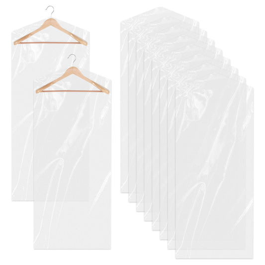 10 Pack Plastic Garment Bag, 23.6 x 71In Dry Cleaning Plastic Bags Clear Hanging Clothing Covers for Home Storage, Clothing Stores, Travel, Moving