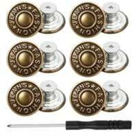 20 Pack Buttons for Jeans, 17mm Replacement Jeans Buttons No Sew Nailess Removable Metal Button Adjustable Button for Jean Metal Jean ButtonRepair Kit with Combo Thread Rivets and Screwdrivers
