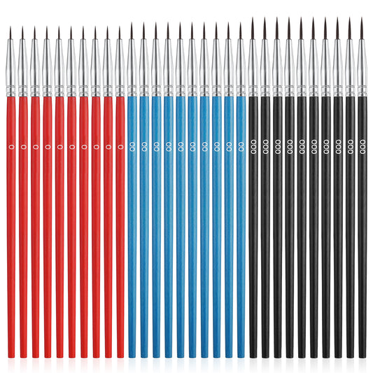 30 Pcs Colorful Micro Paint Brushes, Tiny Detail Paint Brushes #0#00#000 Small Paints Brush for Miniatures, Acrylics & Watercolor Ultra Thin Fine Tips Liner Brush for Model Crafts, Touch Up