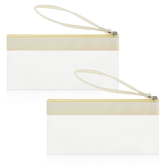 2Pcs Clear Pencil Pouch with Zipper, Clear Pencil Case, Pencil Bag With Zipper, Pen Holder with Zipper for Kids, Money Organizer for Cash, Teen Portable Pencil Pouch, Kids Pencil Pouch for Office Sch