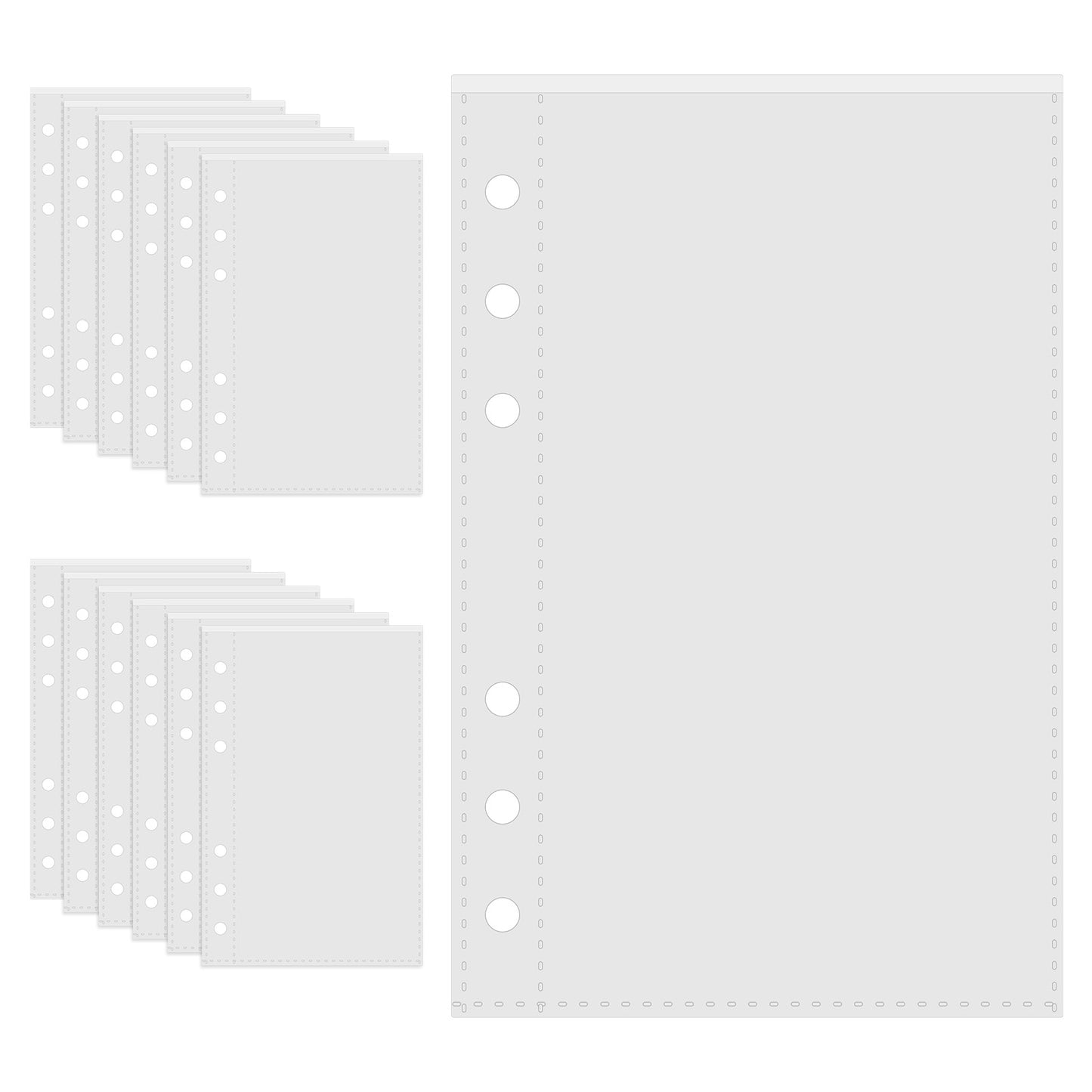 12PCS Zipless Cash Envelopes Transparent Cash Stuffing Envelopes A6 Binder Pockets Cashs Envelope Binder PP A6 Binders Inserts Money Folder Organizer for 6 Ring Binders Savings Organizer Accessories