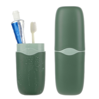 Psyqtsuary Travel Toothbrush Cup Case, Toothbrush Travel Case, Travel Water Cup Set, Portable PP Seal Tooth Brush Holders Cover, Multi-Function Portable Toothbrush Cover, Toothbrush Case(Green)