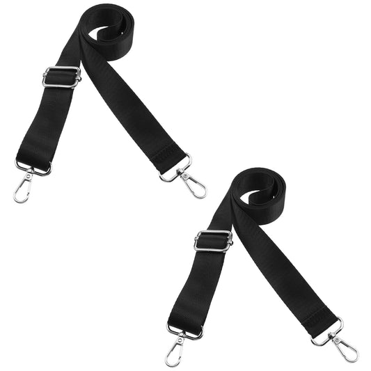 Xthrotsenk 2 Pcs Black Purse Straps Replacement Adjustable Crossbody Bags Universal Guitar Straps for Handbags Thick Extender Bag Belt Silver Stainless Steel Clips Bag Accessory