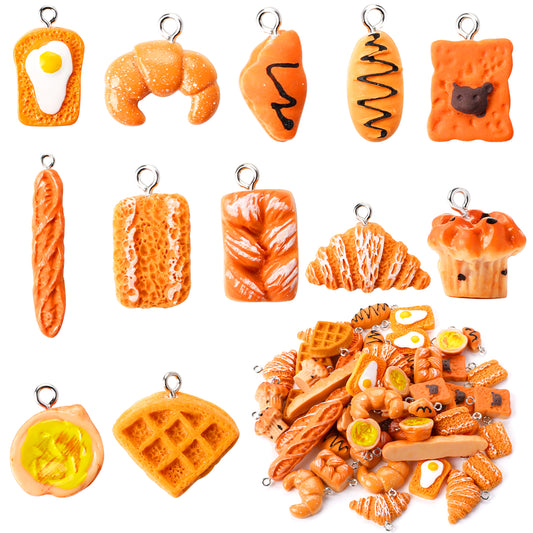 Sliverdew Handmade Simulation Food Bread Toast Pendant Charms