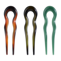 French Hair Pins 3 Pcs French Twist Stick Hair Fork Hair Clip Small Wavy U Shaped Updo Tortoise Shell Hair Forks 2 Prong Bun Hair Accessories for Women Thick Long Hair