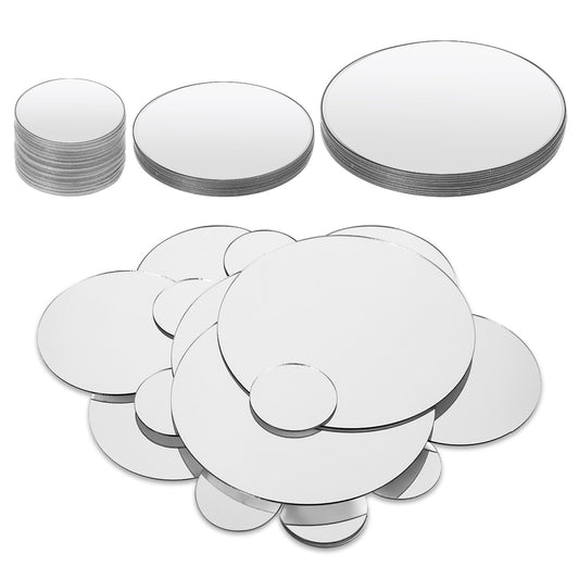 40 Pcs Round Mirror Sheets, Mirror Tiles Self Adhesive Acrylic, Mirror Stickers Stick on Mirrors, Flexible Mirror Sheets Acrylic Mirror Sheet Circle Acrylic Mirror, Small Craft Mirror Tiles, (3sizes)