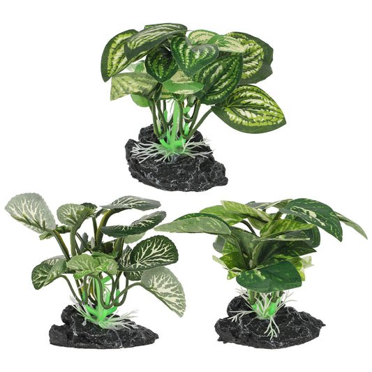 Hariendny 3 PCS Aquarium Plants, Betta Aquarium Cave Decorations, Fish Tank Artificial Silk Plants Decorations, Small Fish Bowl Accessories for Turtle, Reptiles Decorations