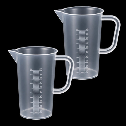 Psiriol 2PCS 100ml Graduated Beaker Clear Plastic Measuring Cups
