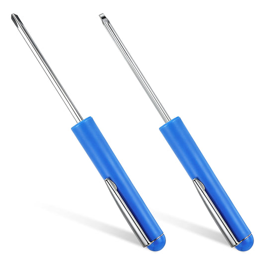 2 PCS Pocket Screwdriver, 2 in 1 Magnetic Double-End Slotted and Phillips Screwdrivers, Blue Two Use Set Portable Small Flathead Screwdriver Mini Cross Head Screwdrivers for Mechanical Electrician